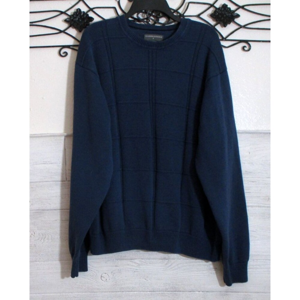 Saddlebred Pullover Sweater Men's XL Blue Long Sleeve Crew Neck EUC